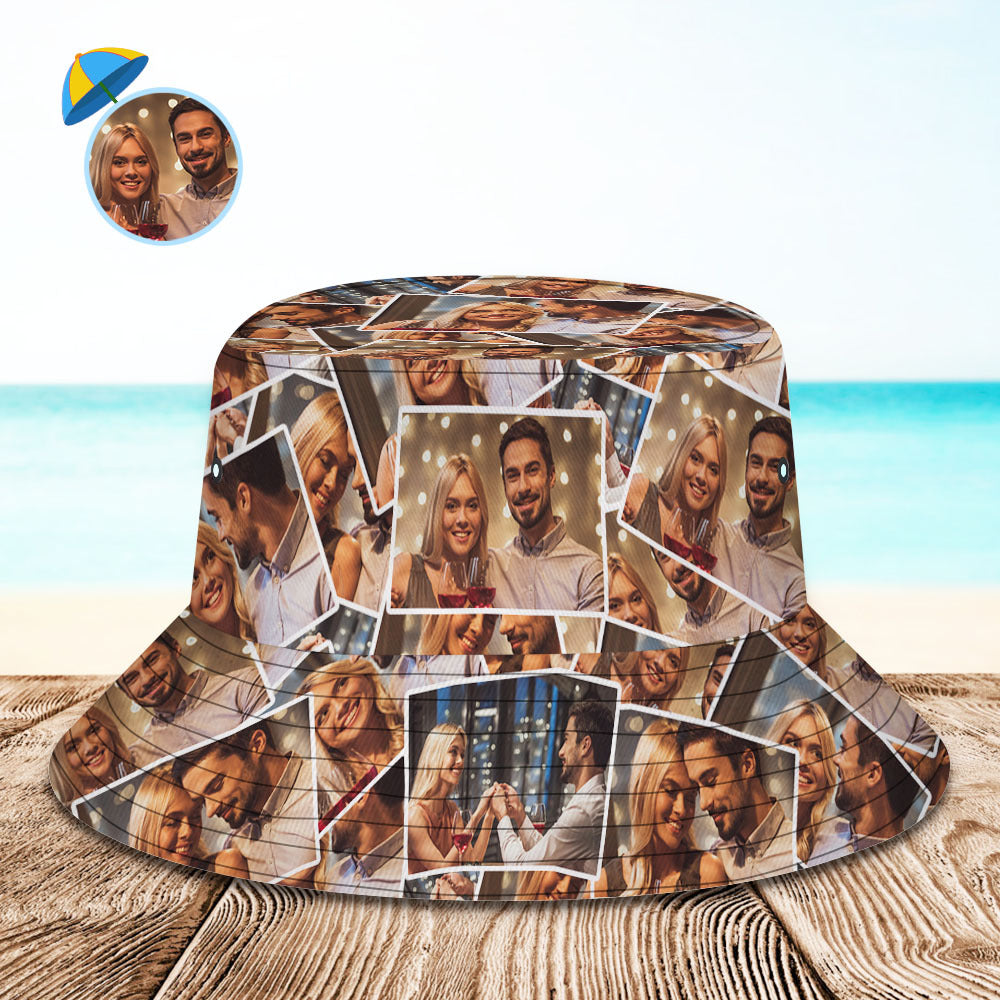Personalized Photo Bucket hats Summer Beach Sun Cap For Kids and Adults