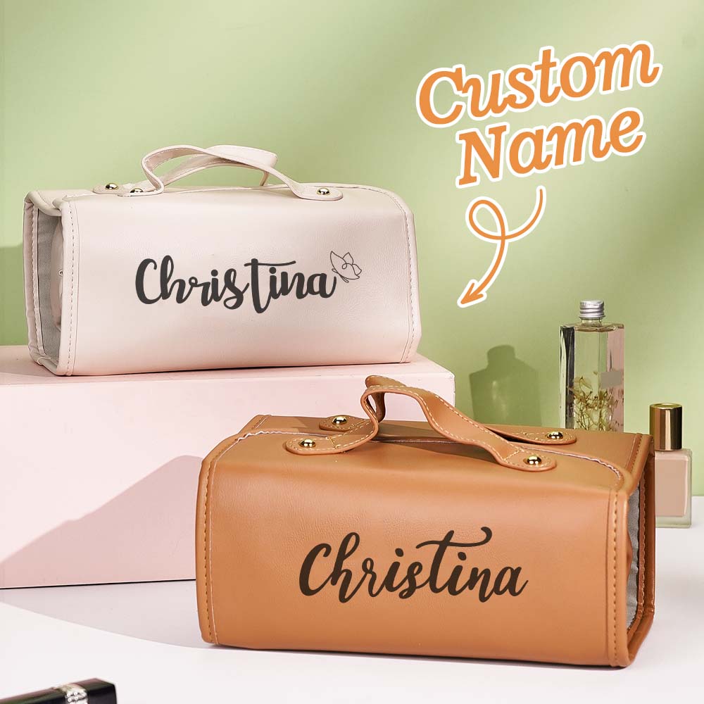 Personalized Name Makeup Bag Custom Cosmetic Storage Pouch Birthday Gift