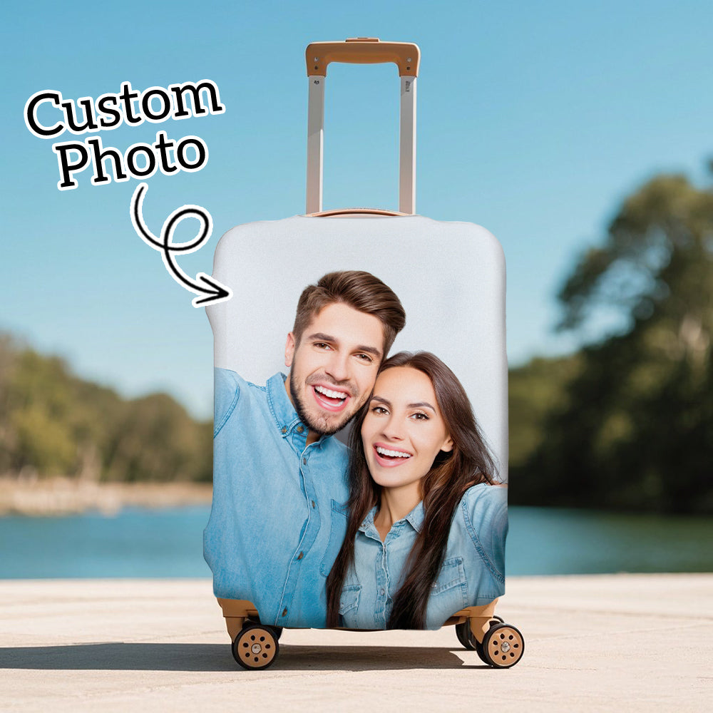 Personalized Photo Luggage Cover – Custom Travel Accessories