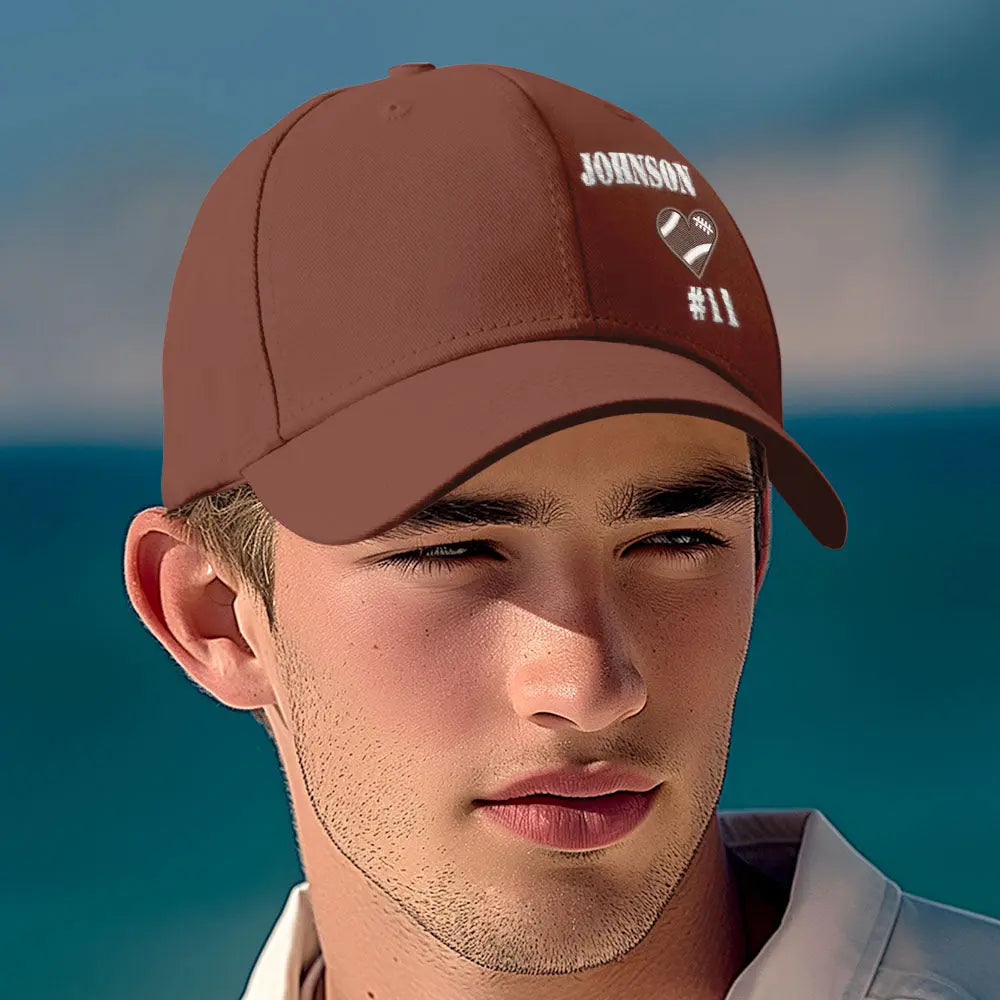 Personalized Football Team Caps Baseball Hats Game Day Gift Idea for Teammates and Sports Fans Back to School Gift